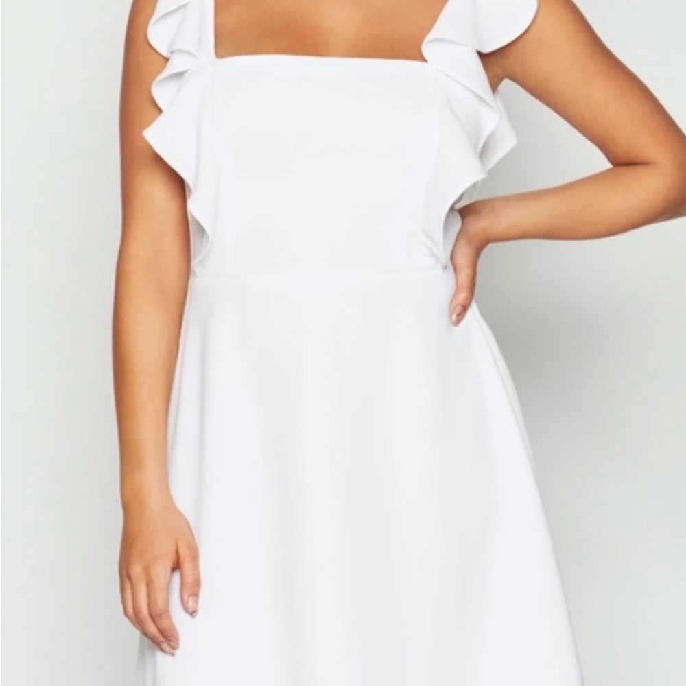 Bcbg Generation Square Neck White Ruffle Dress - image 2